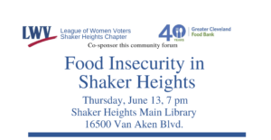 Food Insecurity In Shaker Heights A Forum On June 13 2019