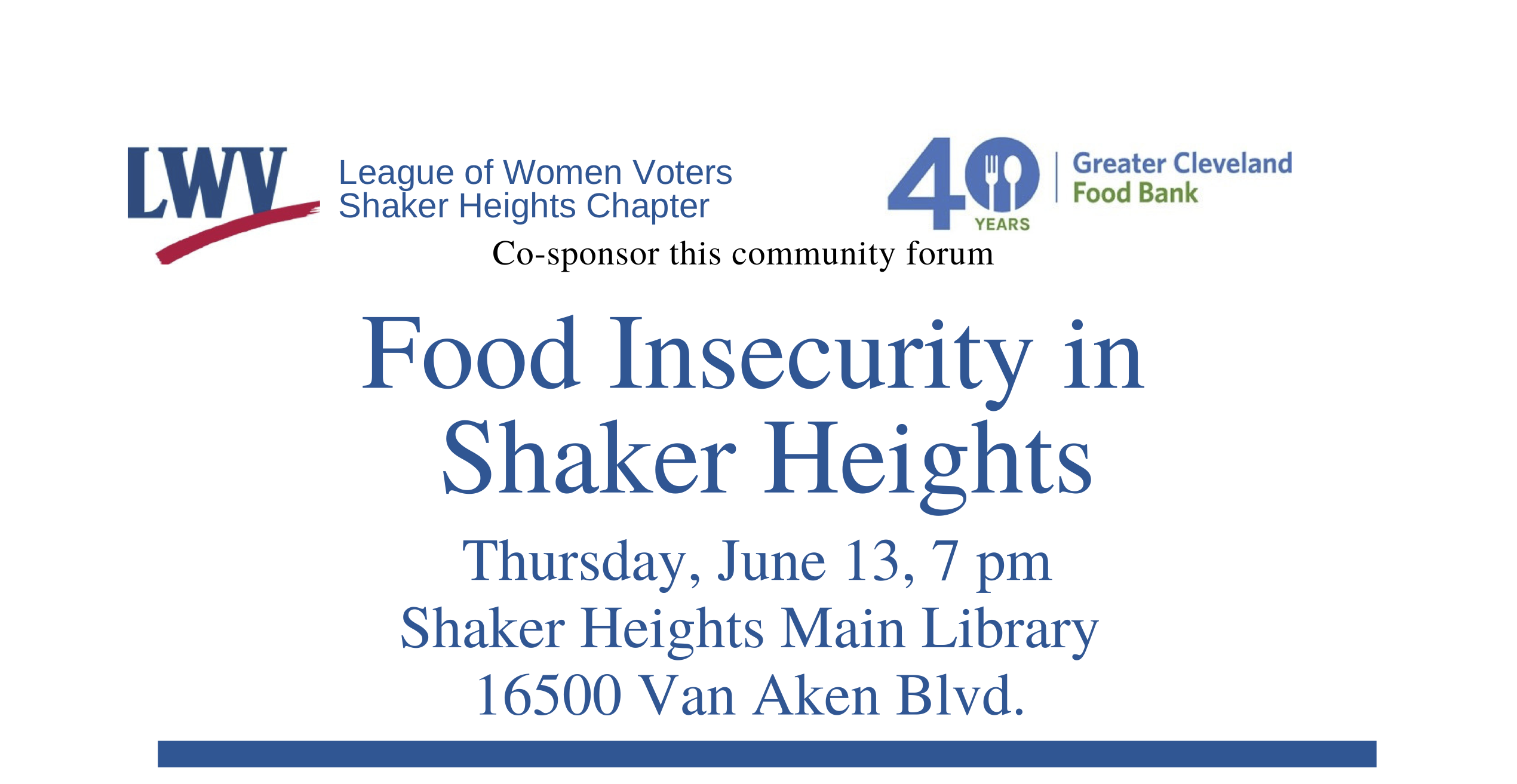 Food Insecurity In Shaker Heights A Forum On June 13 2019